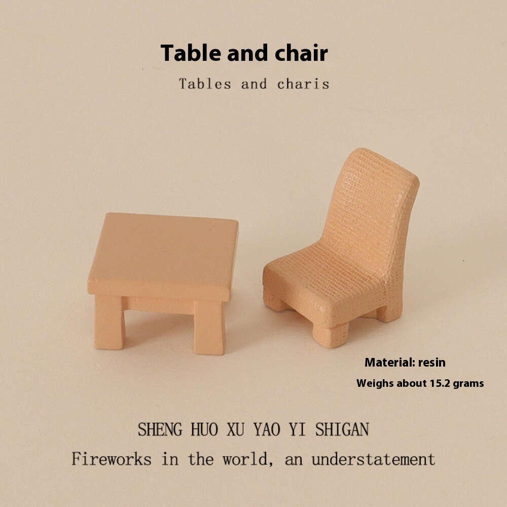 Resin creative crafts, mini tables and chairs, little boys' office desktop ornaments, home micro landscape scene decoration