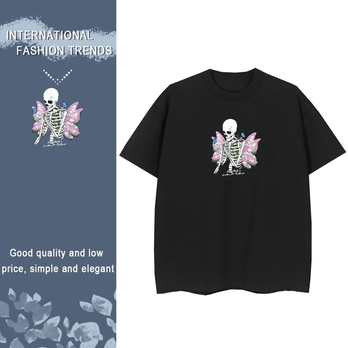 2024 Designer Womens T Shirts 100% Cotton 230g O Neck Short Sleeves Daily Outfit skull Woman Tshirt Free Shipping Cartoon Printing L-4XL Wear