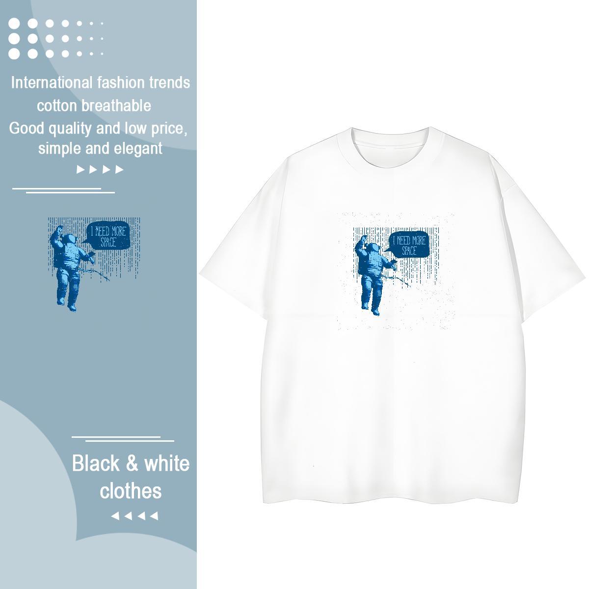 New Arrival Womens T Shirts Comfortable 100% Cotton 230g Unisex Tshirts Custom Print Oversized spaceman Street Casual Loose Tees Shirts