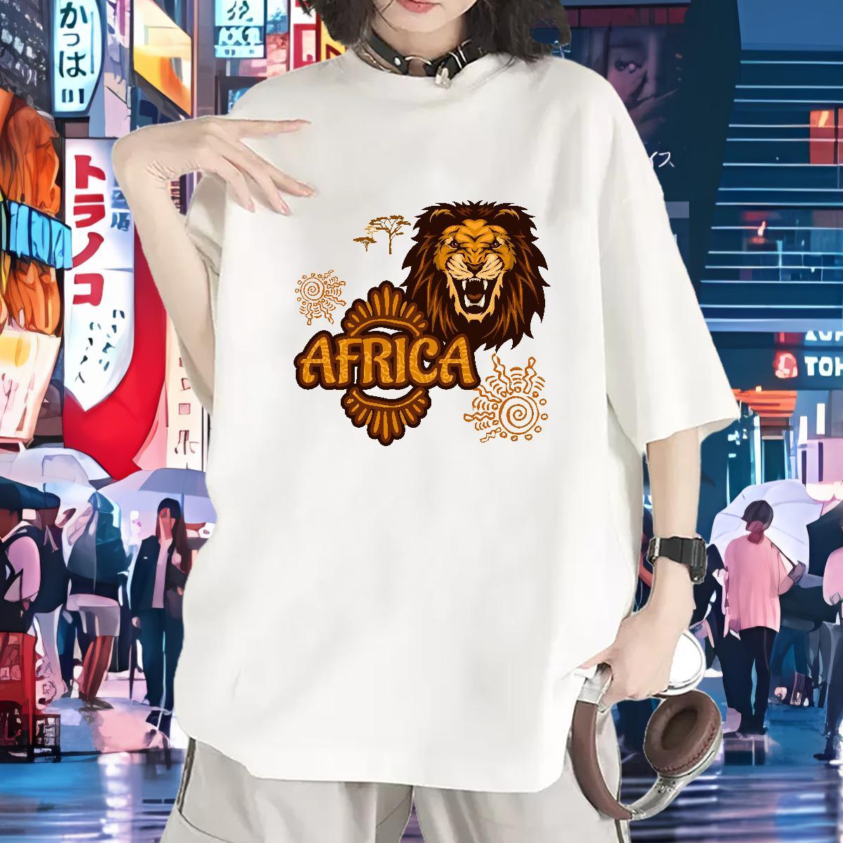 New Arrival T Shirts Women Short Sleeve O-Neck 100% Cotton 230g Tshirt for Man Woman Oversized L-4XL Africa lion Street Designer Tops Tees