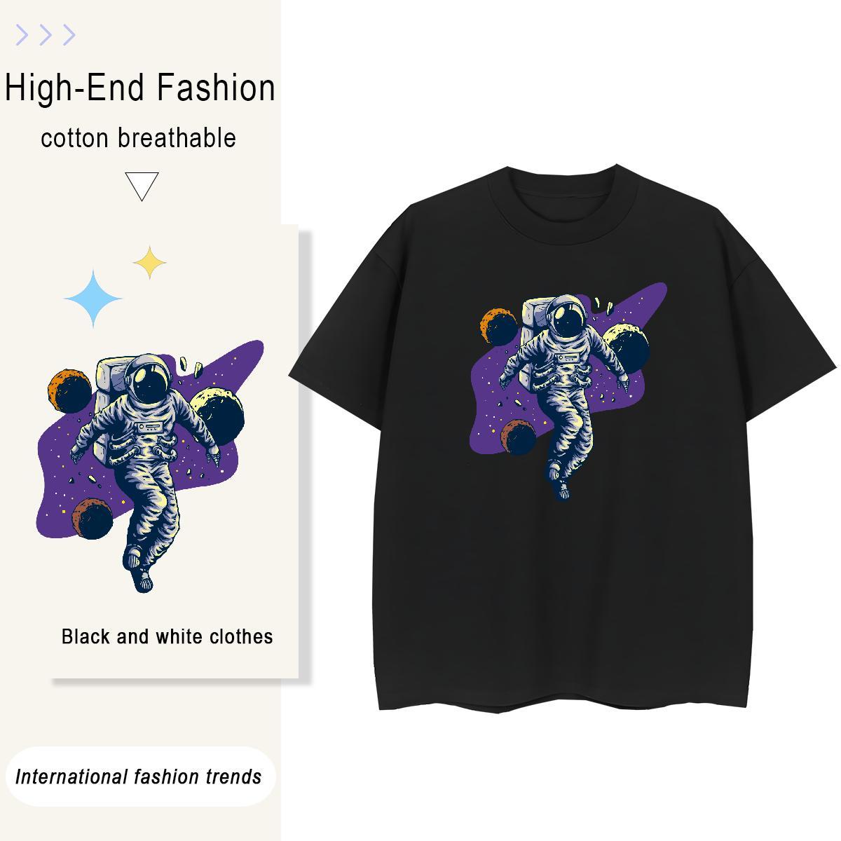 Brand Lady T shirt 230g 100% Cotton universe Sports Casual T-Shirts Breathable Black White Clothings