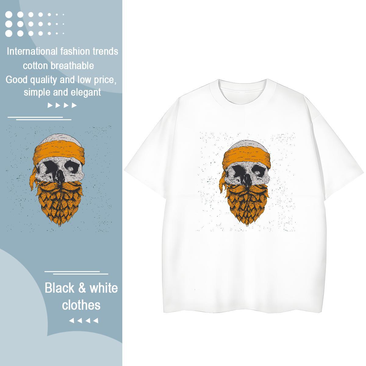 2024 DIY Woman T Shirts 230g Pure Cotton Short sleeve Soft Daily Outfit skull Women Tshirts Wholesale Black Oversized Tops Tees