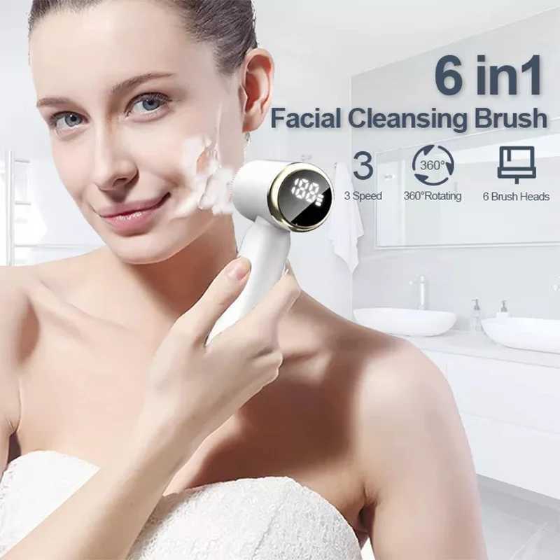 Six in one facial cleansing brush facial wash brush pore cleansing exfoliating silicone deep pores on the face skin care scrub tool W240821