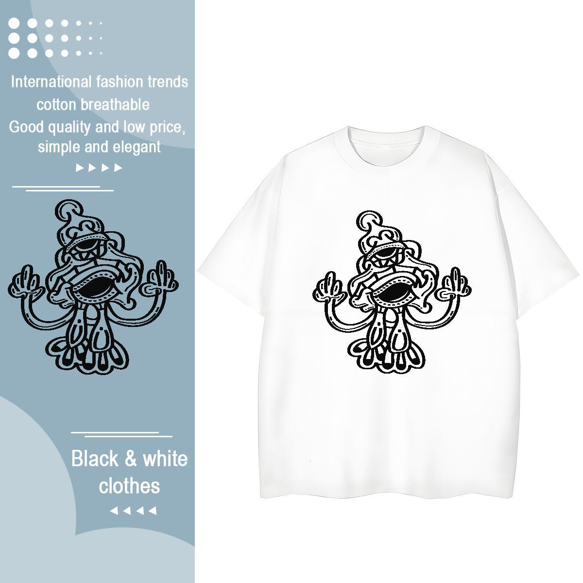 New Arrival T shirt Breathable 230g 100% Cotton Couples T Shirts Plus Size Cartoon ET Sport High quality Clothes Shirt