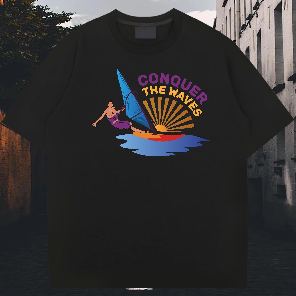 Cool Mens Tshirts Beach 230g 100% Cotton Oversized O Neck Short Sleeves skateboarding Men T Shirts Designer Fashion Tops Tees