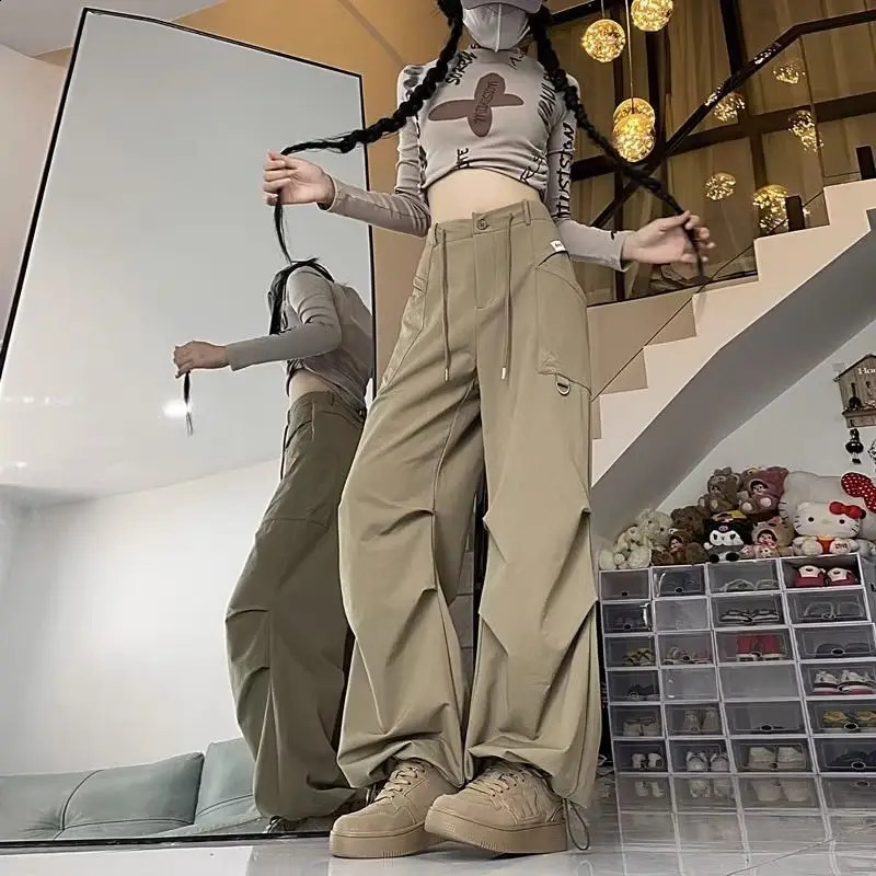 QWEEK Y2k Vintage Cargo Pants Woman Streetwear Baggy Harajuku Korean Fashion Sports Oversized High Waist Trousers Aesthetic 240821