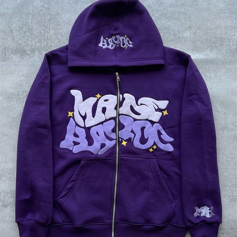 Y2K Zip Up Hoodie Harajuku Men Letter Graphic Printing Oversized Hoodie Sweatshirt Punk Rock Gothic Clothes Tops Streetwear 240821