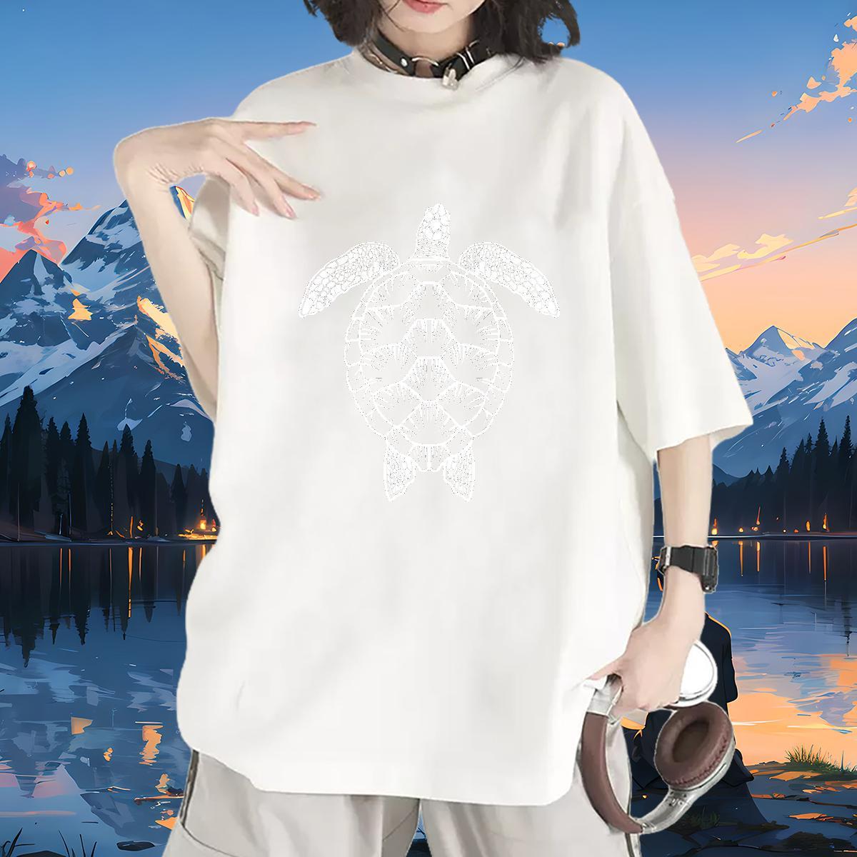 DIY Womens T Shirts Short sleeve Soft 230g 100% Cotton Unisex Tshirts Anime Oversized tortoise Street Wholesale Tops Tees