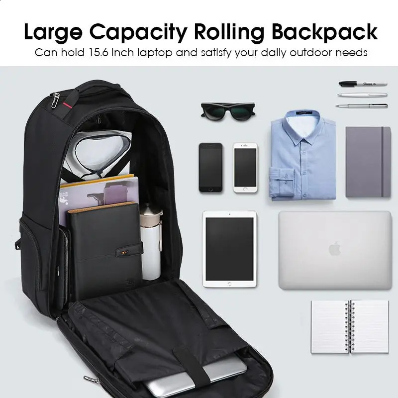 OIWAS Wheel Travel Bag Mens Handcart Backpack Business Large Capacity Gym Sports Bag Womens Travel Bag 240821