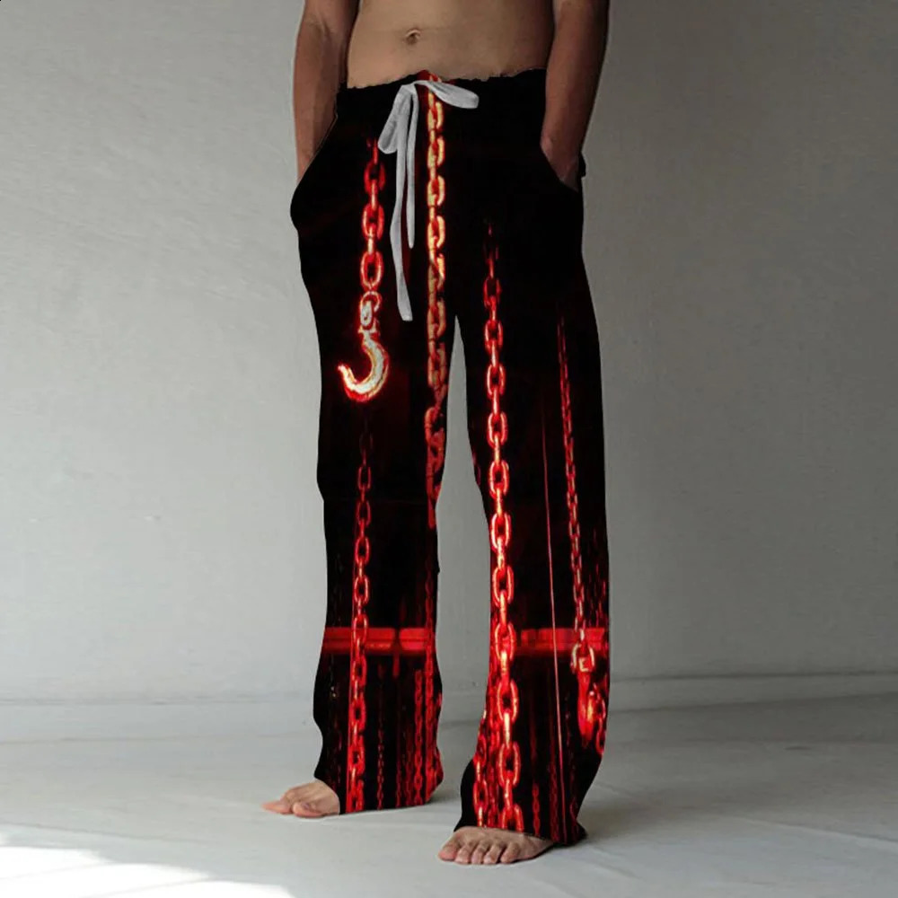 cross-border European and American 3D printed skull mens casual straight leg pants mens loose wide leg 240822