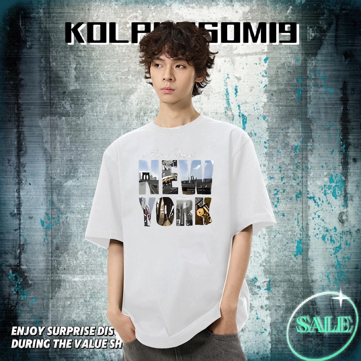 Soft Men Tshirts High Street Hip Hop 230g 100% Cotton Oversized 4XL Breathable Crew Neck New York T Shirt For Man Fashion Designer Wear