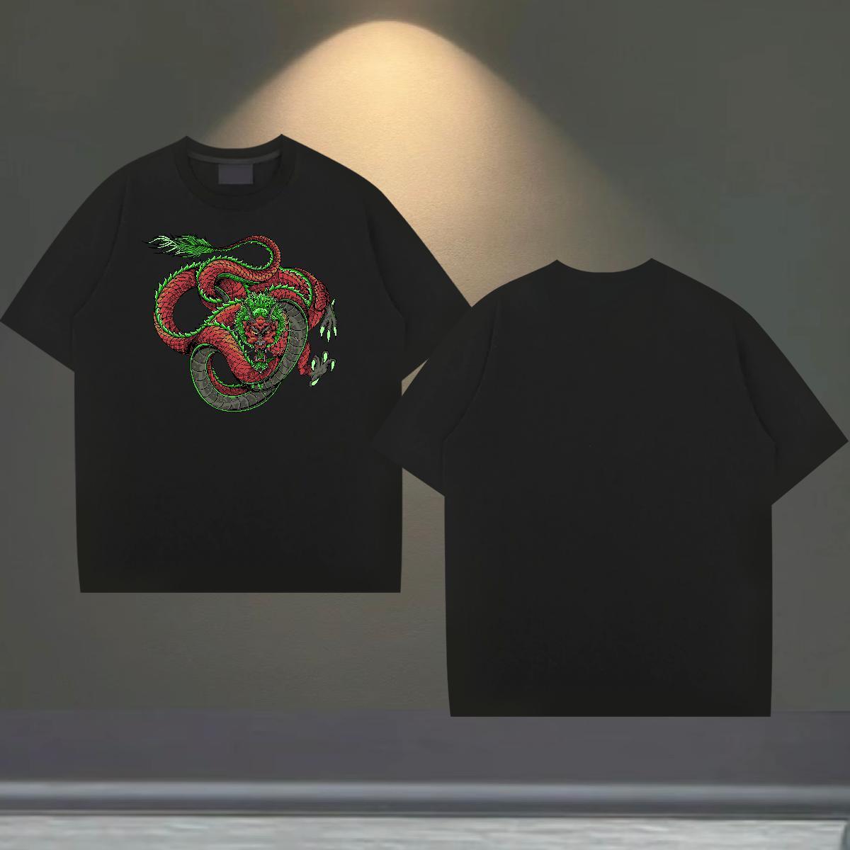 Soft Men Clothes T-Shirt Street Wear 100% Cotton 230g Asian Size Breathable Short Sleeve dragon Mens T Shirts Classic Top Tees