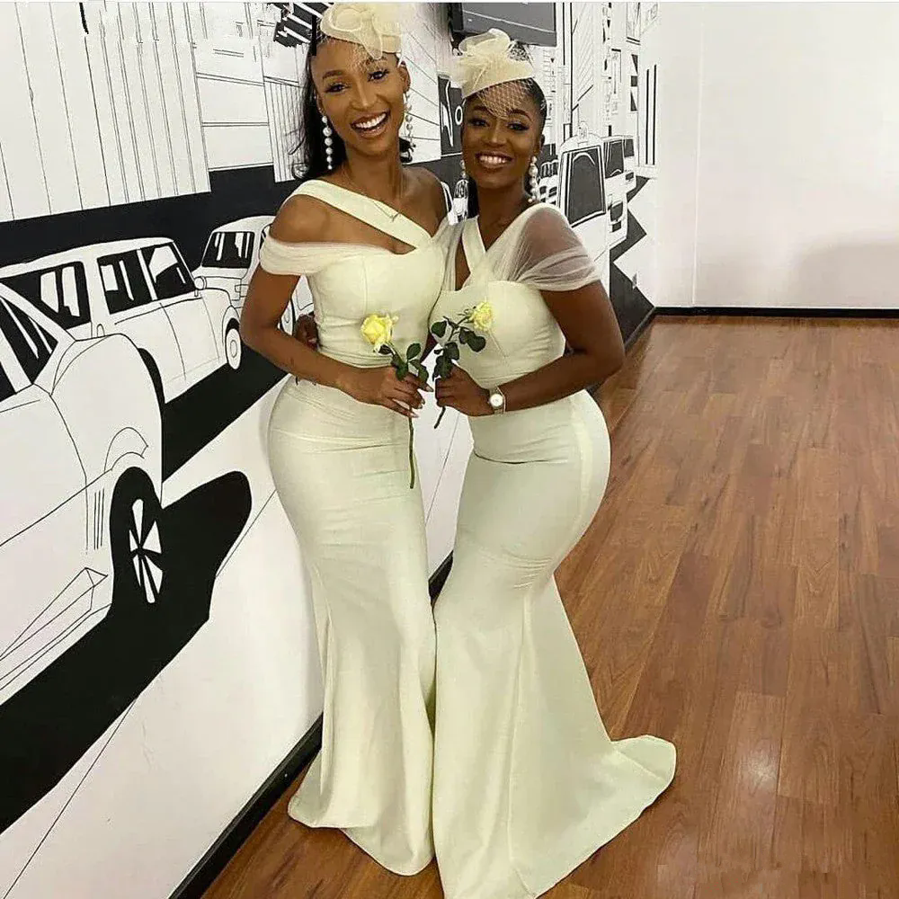 White Mermaid Bridesmaid Dresses Special Evening Gowns Wedding Guest Dress Sleeveless Maid of Honor Gown Custom Made