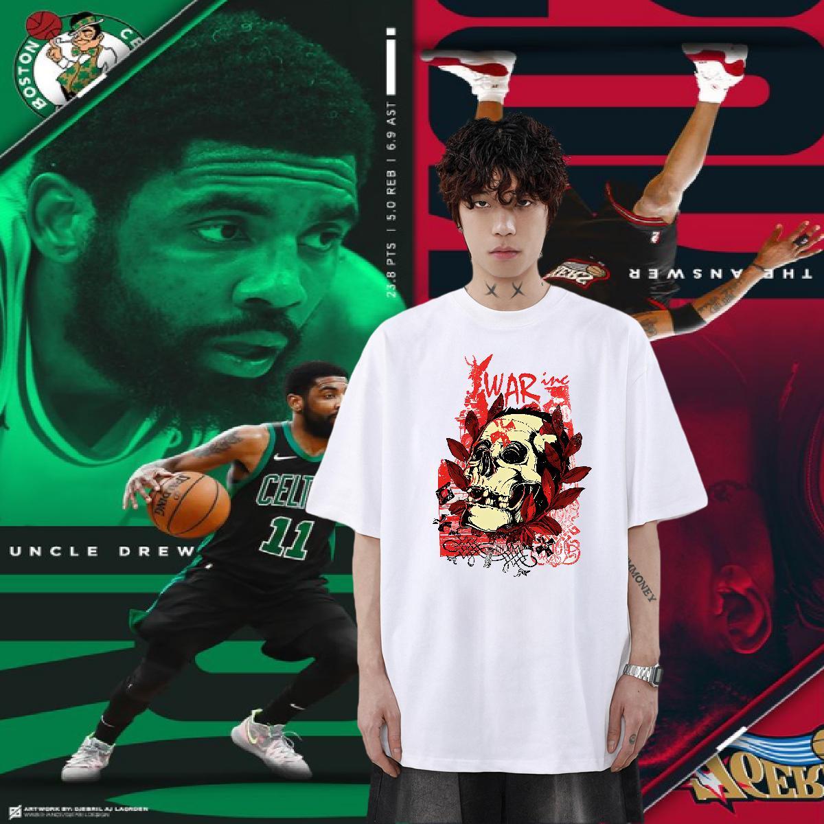 Free Shipping Anime Printing Street Men Tops Tees scary Breathable Short Sleeve 100% Cotton 230g Man T Shirts Brand Plus Size Cartoon Polos