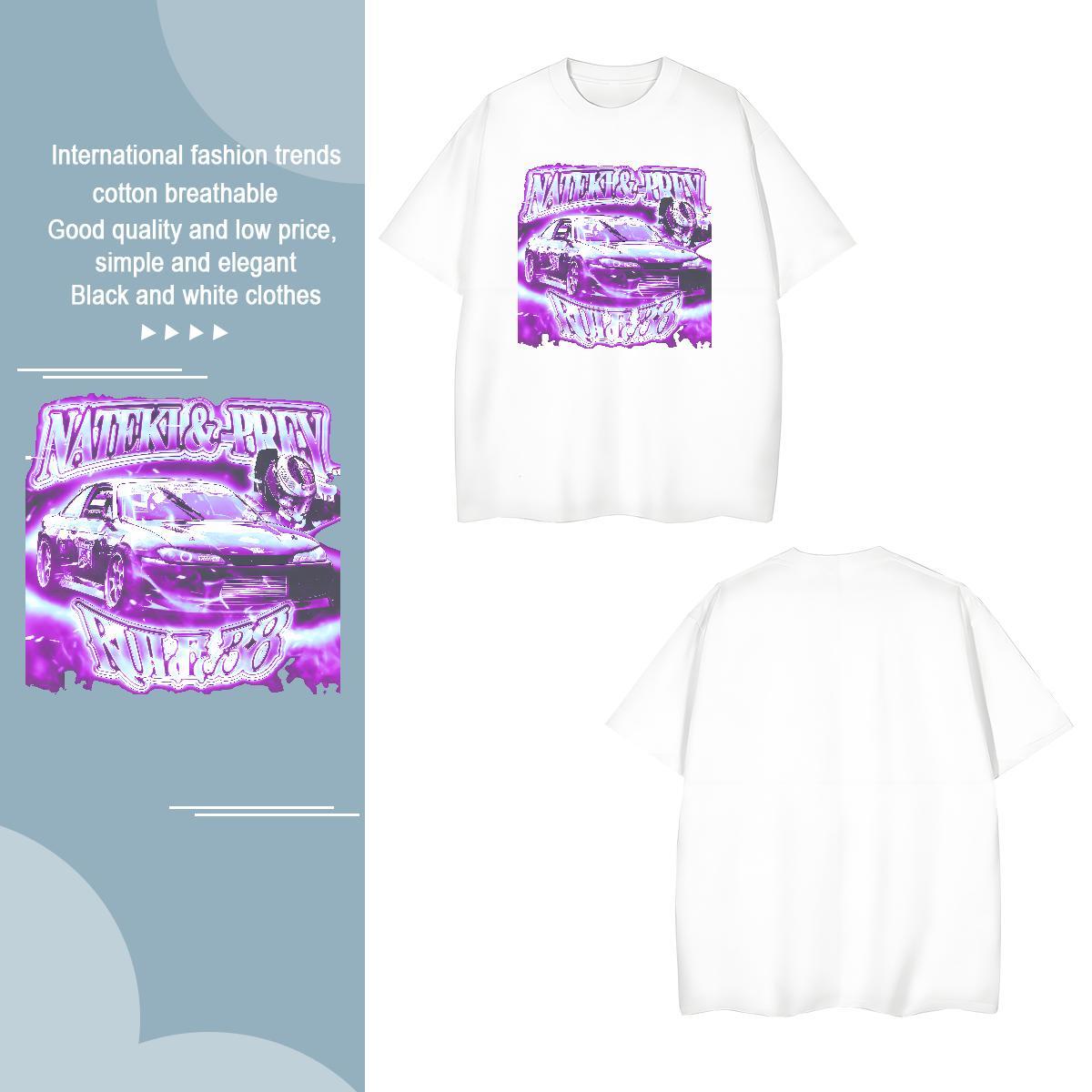 Loose car Man T Shirts Anime Printing Street Men Tshirts 230g 100% Cotton DIY Customized Breathable Crew Neck DIY Printed Top Tees