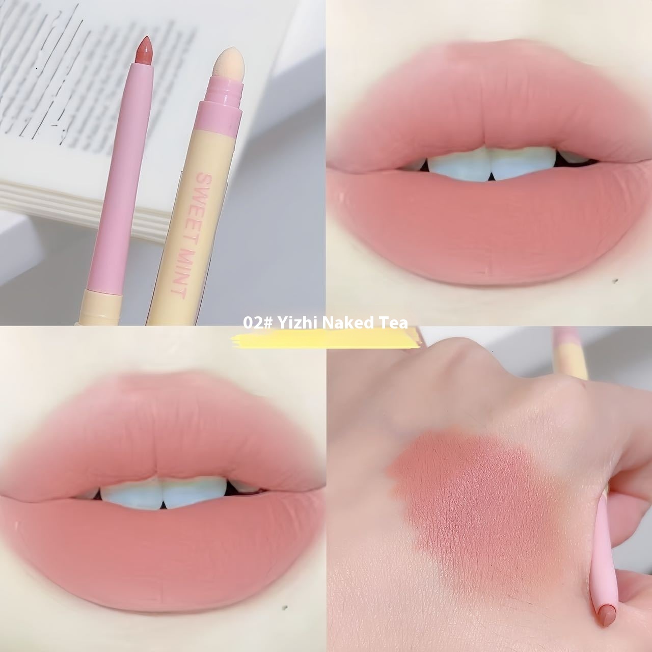 Cheese Shaped Sweet Mint Matte Lip Liner - Dual End Waterproof Color Stay Lipstick Pencil