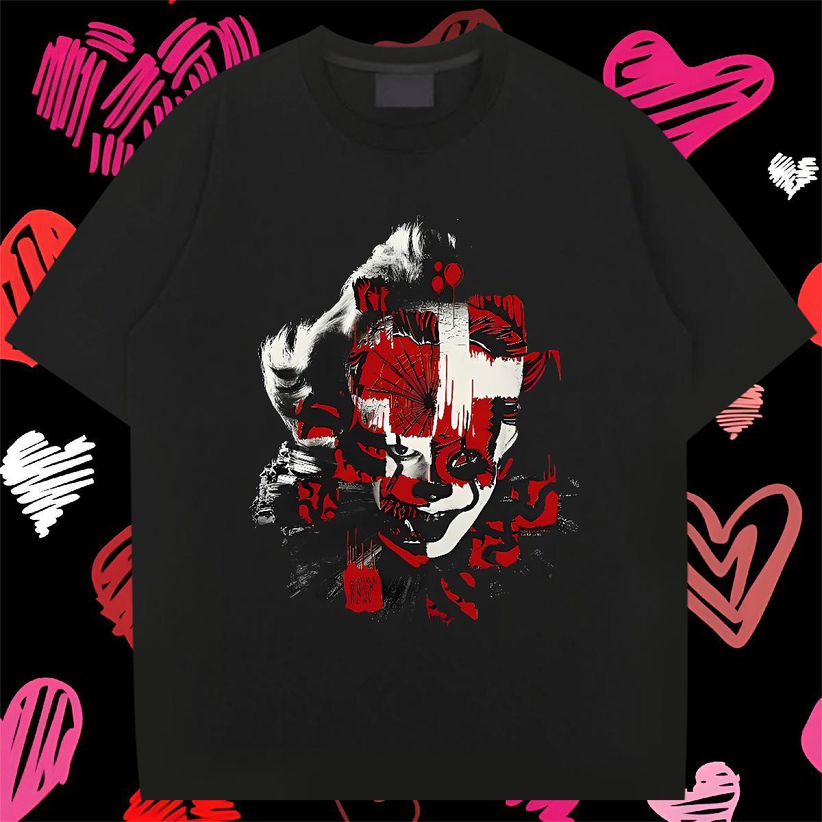 Classic Casual scary Men Tees 230g 100% Cotton T-Shirts Oversized 3XL 4XL High Street Hip Hop O Neck Short Sleeves Designer Tops Shirt