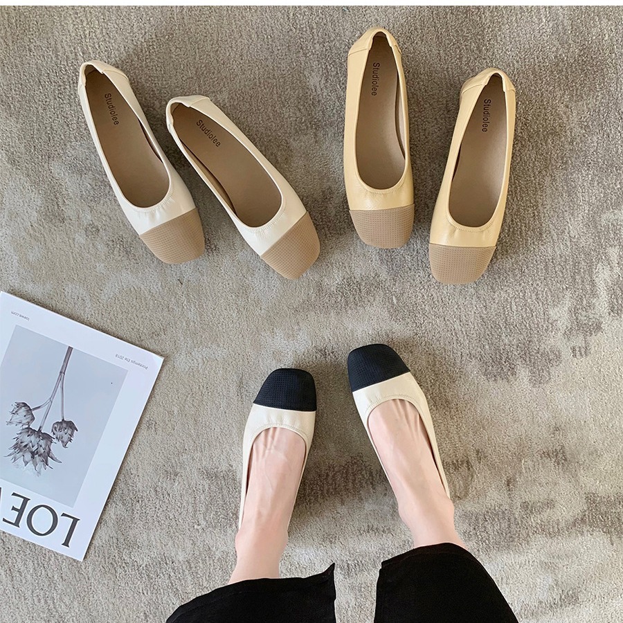 Sheepskin Edition Grape Mom Same Soft Soled Grandma Small Fragrant Style Color Blocked Light Mouth Versatile Flat Single Shoes For Women OUTDOOR