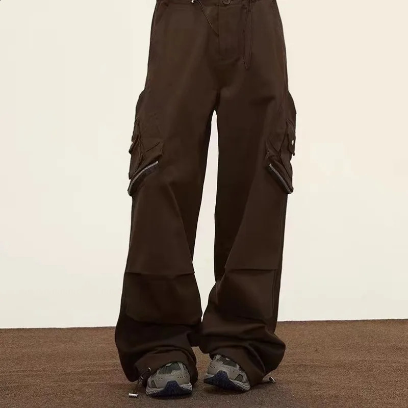 Deeptown Y2K Vintage Black Women Cargo Pants Korean Fashion Wide Leg Baggy Trousers Streetwear Casual Harajuku Hip Hop Oversized 240821