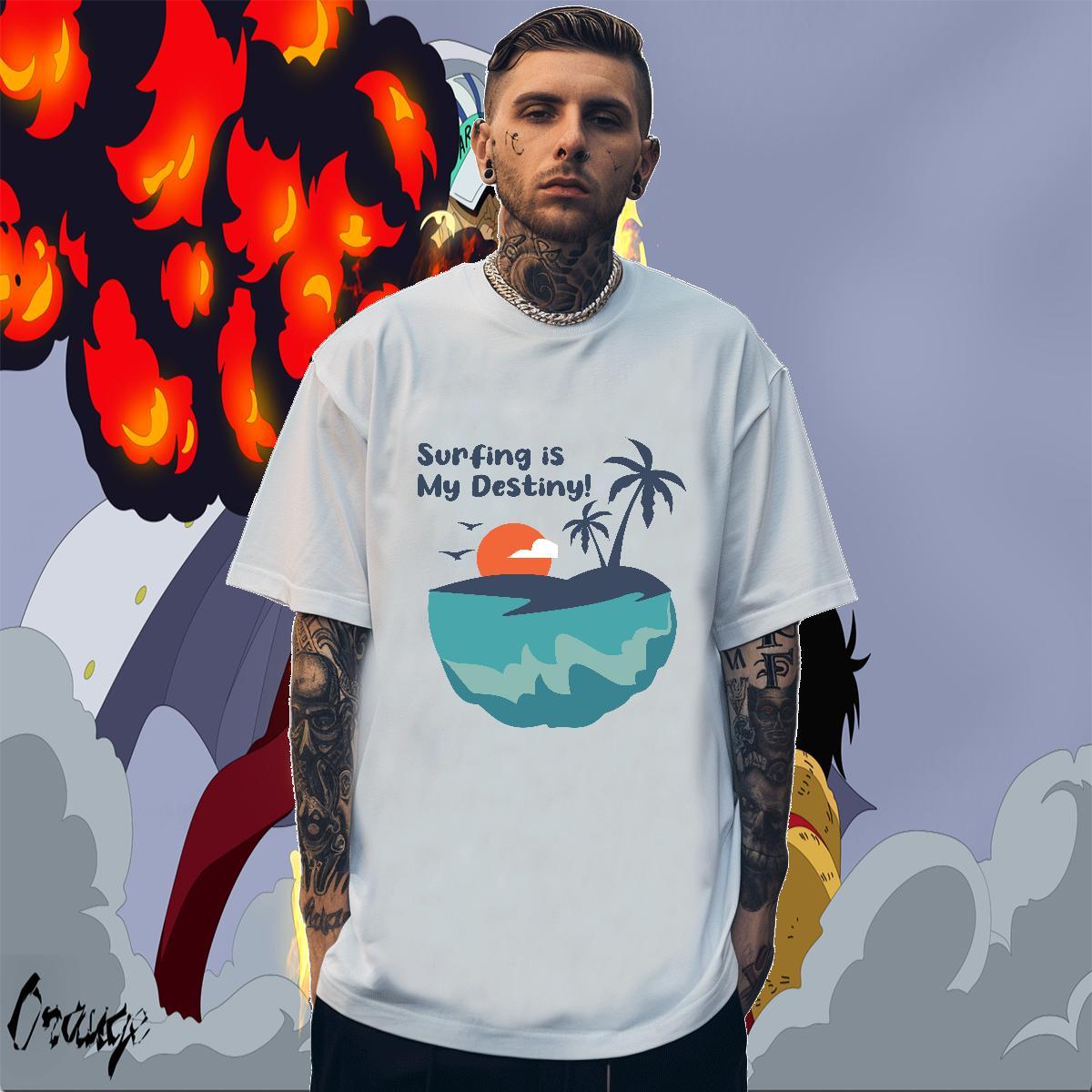 Unisex Tshirts Anime Printing Street 230g Cotton Custom Printing Breathable Soft beach Mens T Shirts Wholesale Polos