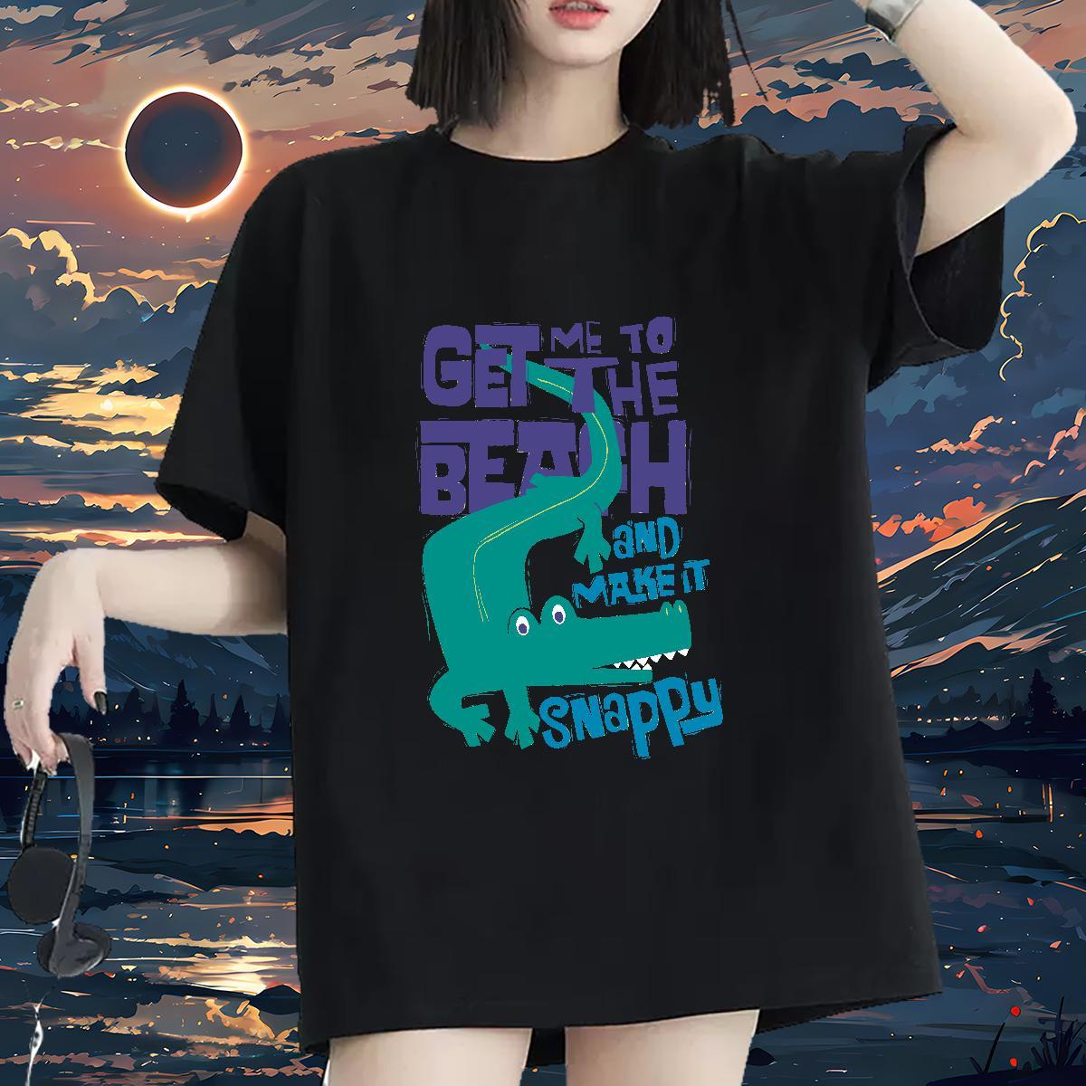 Casual New T-Shirts O Neck Short Sleeves 230g 100% Cotton Tshirt for Man Woman Anime Oversized crocodile Daily Outfit Designer Clothes Shirt