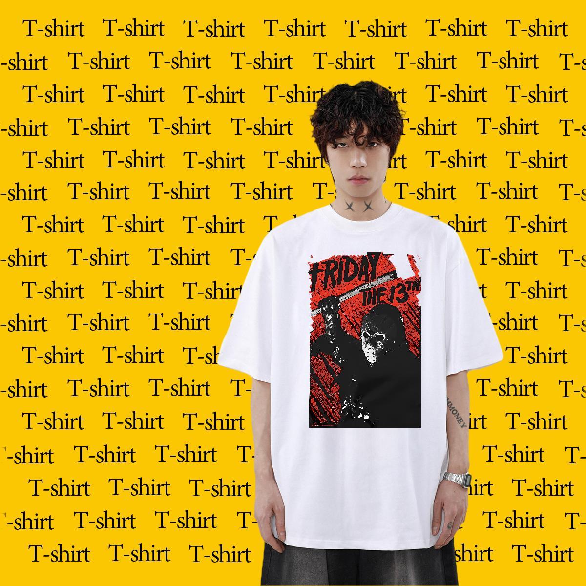 Fashion New High Street Hip Hop Men Tees scary O Neck Short Sleeves 230g Cotton Mens T Shirts Soft Graphic Clothes