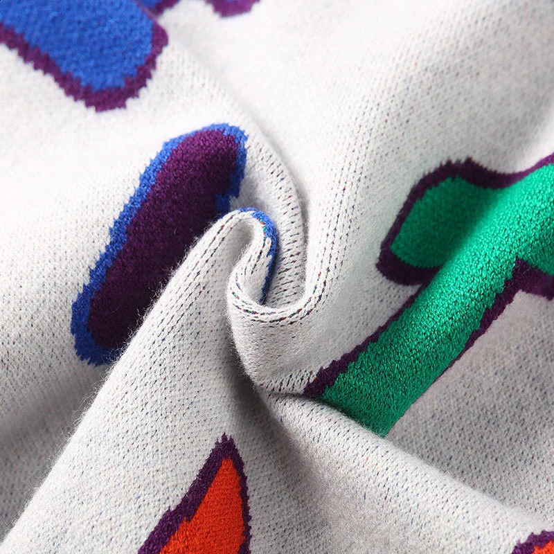 Fall Letter Print Streetwear O-neck Contrast Color Stitching Sweater For Men Casual Knit Clothing Sweater Long Sleeve Pullover 240821