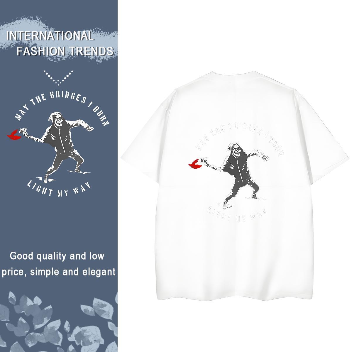 2024 DIY Women T Shirts 230g 100% Cotton Crew Neck Street Wear skull Tshirt for Man Woman High quality Skull Top Tees