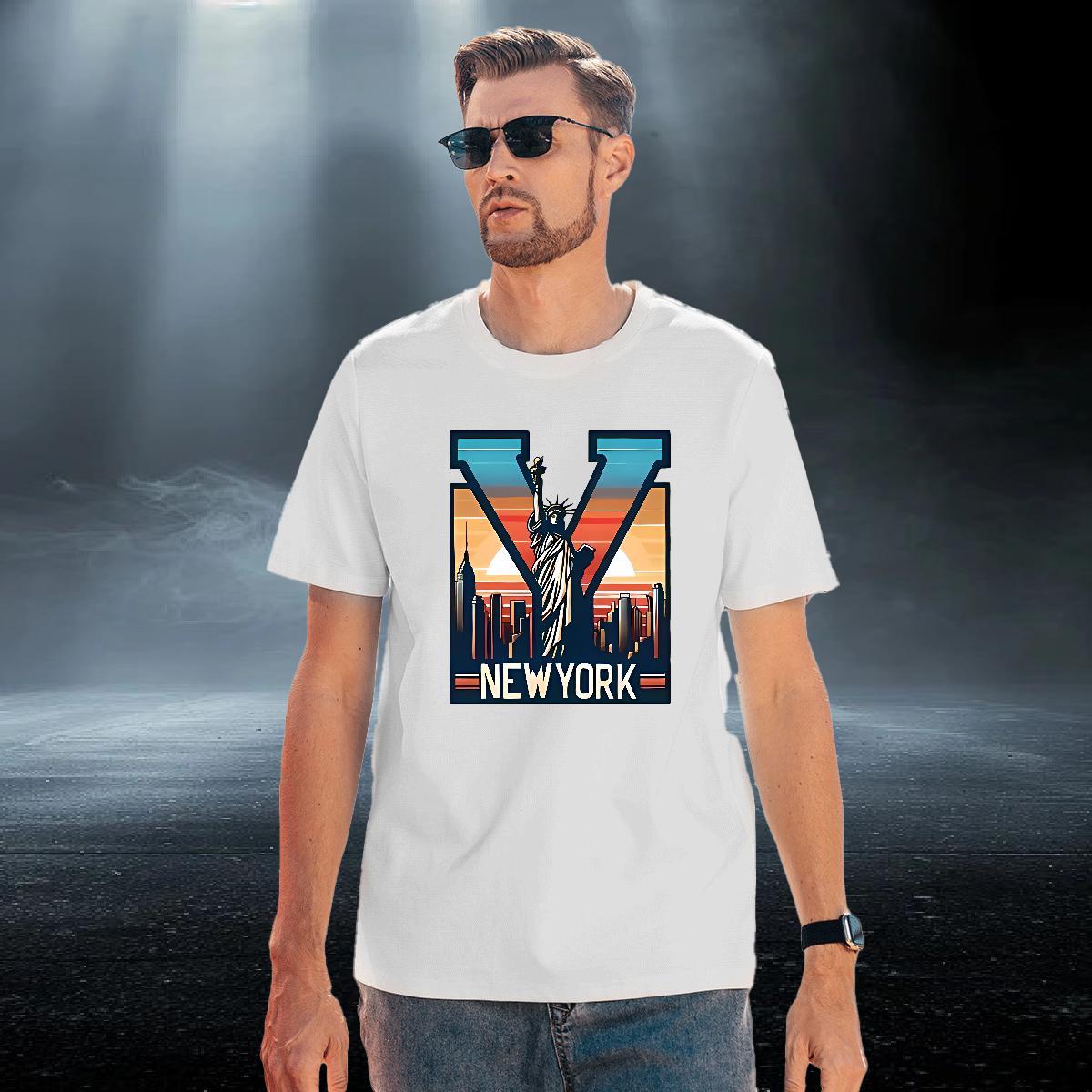 Popular Men Tees High Street Hip Hop 100% Cotton 230g Custom Printing Breathable Soft New York T Shirts Men Customized Tops