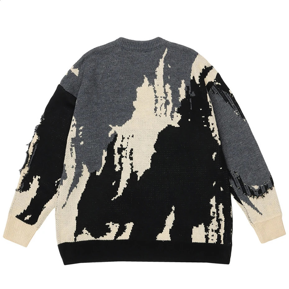 Punk knit sweater mens extreme ner oversized Harajuku streetwear autumn and winter hiphop pullover top 240821