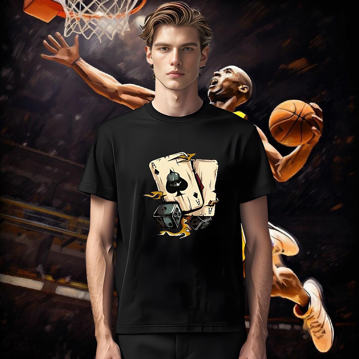 Fashion Designer Men Clothes T-Shirt 230g Pure Cotton High Street Hip Hop dice Breathable Short Sleeve Men T Shirts Classic Anime Print Tees