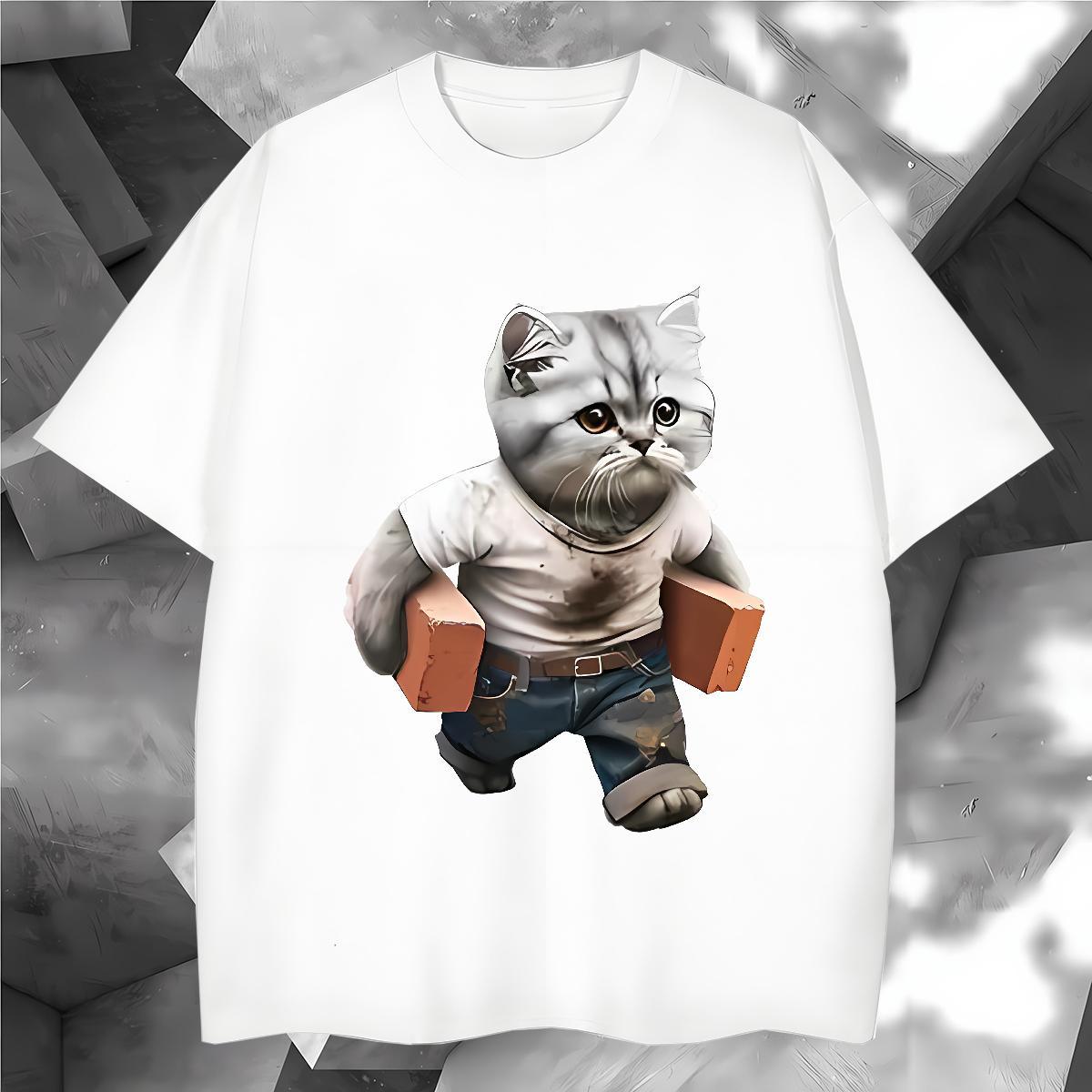 Soft cat T shirt Casual Beach Tshirt for Man Woman 100% Cotton 230g Casual New Breathable Crew Neck Graphic Tees