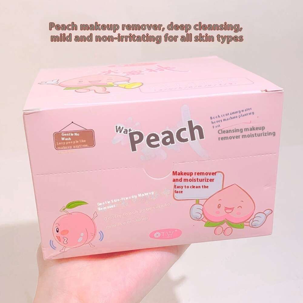Skin Friendly OTW Peach Makeup Eraser Wet Wipe Kit - Quick Cleaning Solution with 30 Pieces for Easy No Rinse Use