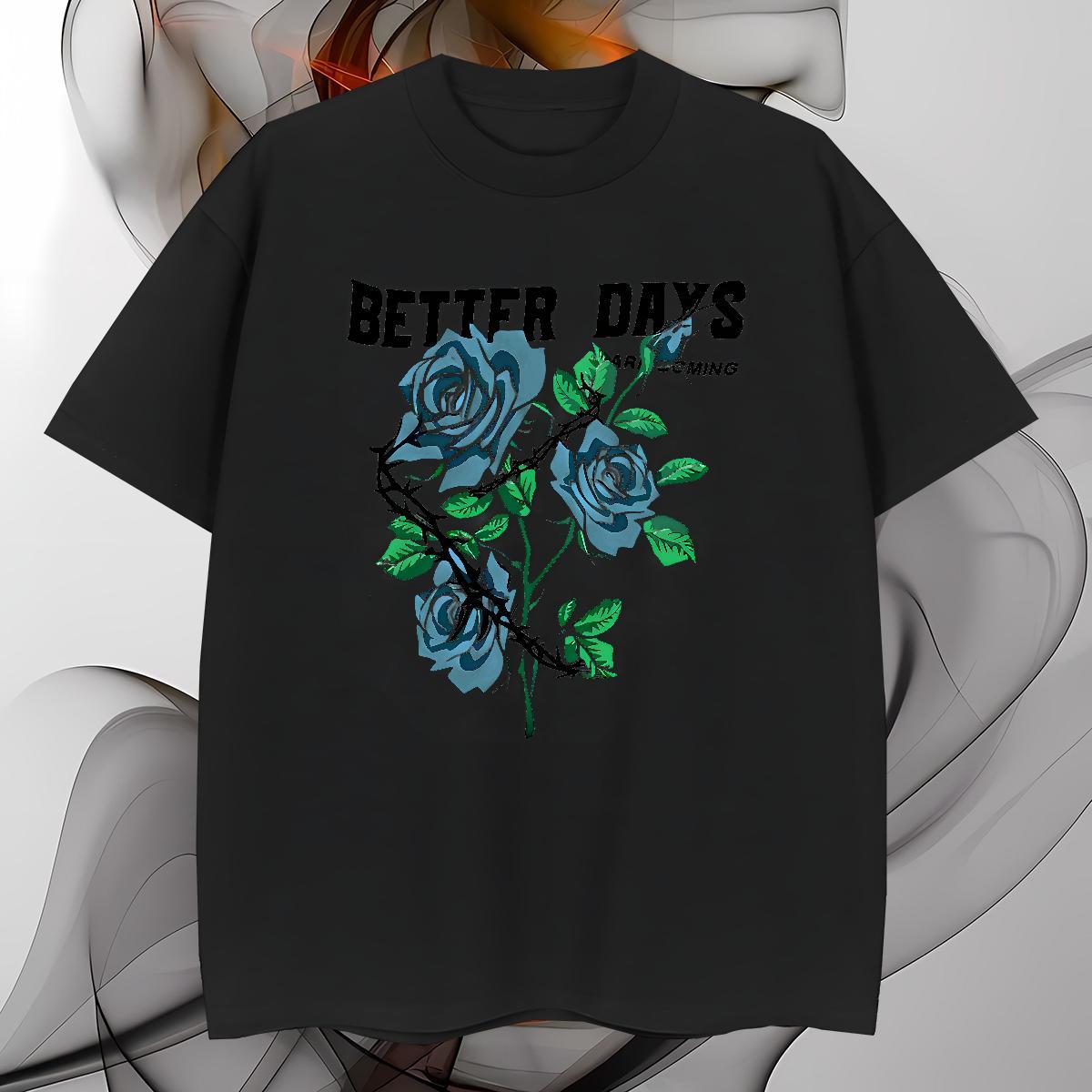 Brand T-Shirts flower Breathable Short Sleeve Anime Printing Street Cartoon Print 100% Cotton 230g Mens Tshirts Customized Wear