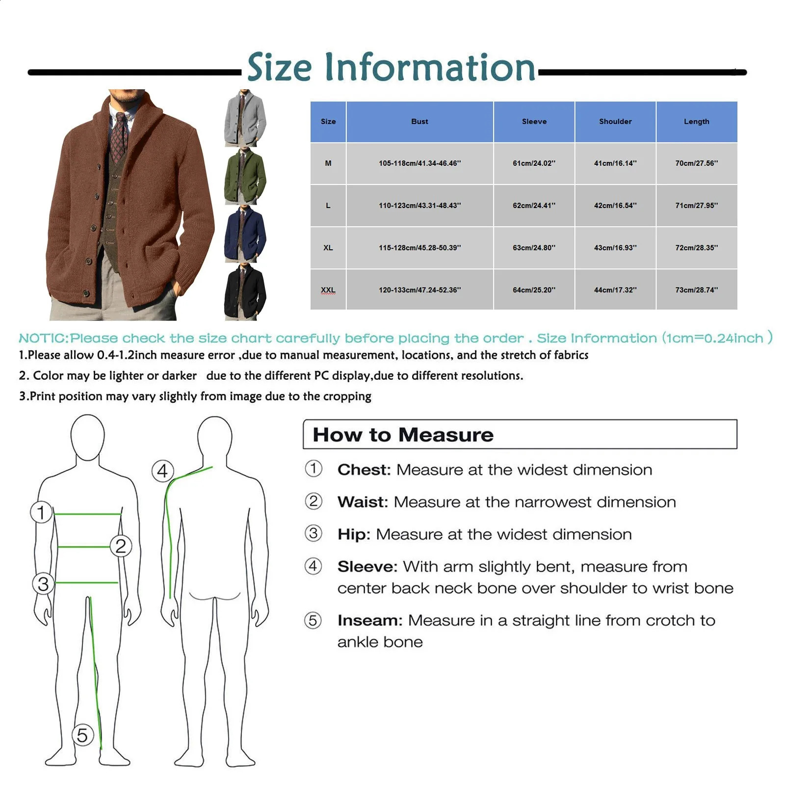 Mens winter cardigan solid shawl collar button down cable knit sweater casual jacket mens clothing 240821