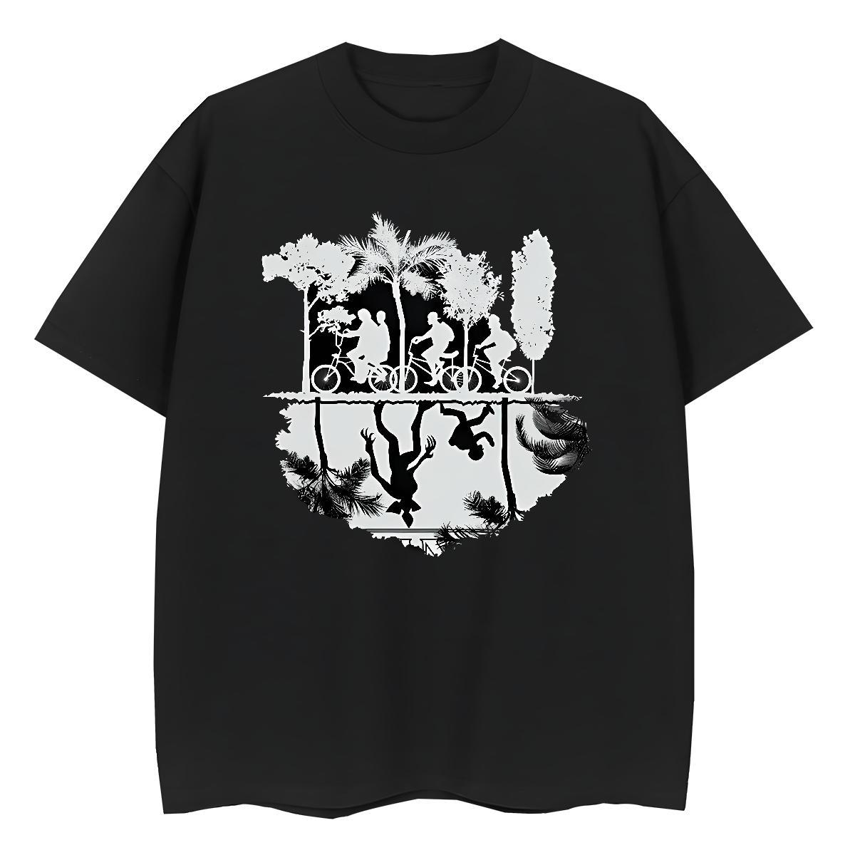 2024 Casual T Shirt For Woman Breathable Crew Neck 100% Cotton 230g Unisex Tshirts Skull shadow Street Casual Lady Tops Shirt