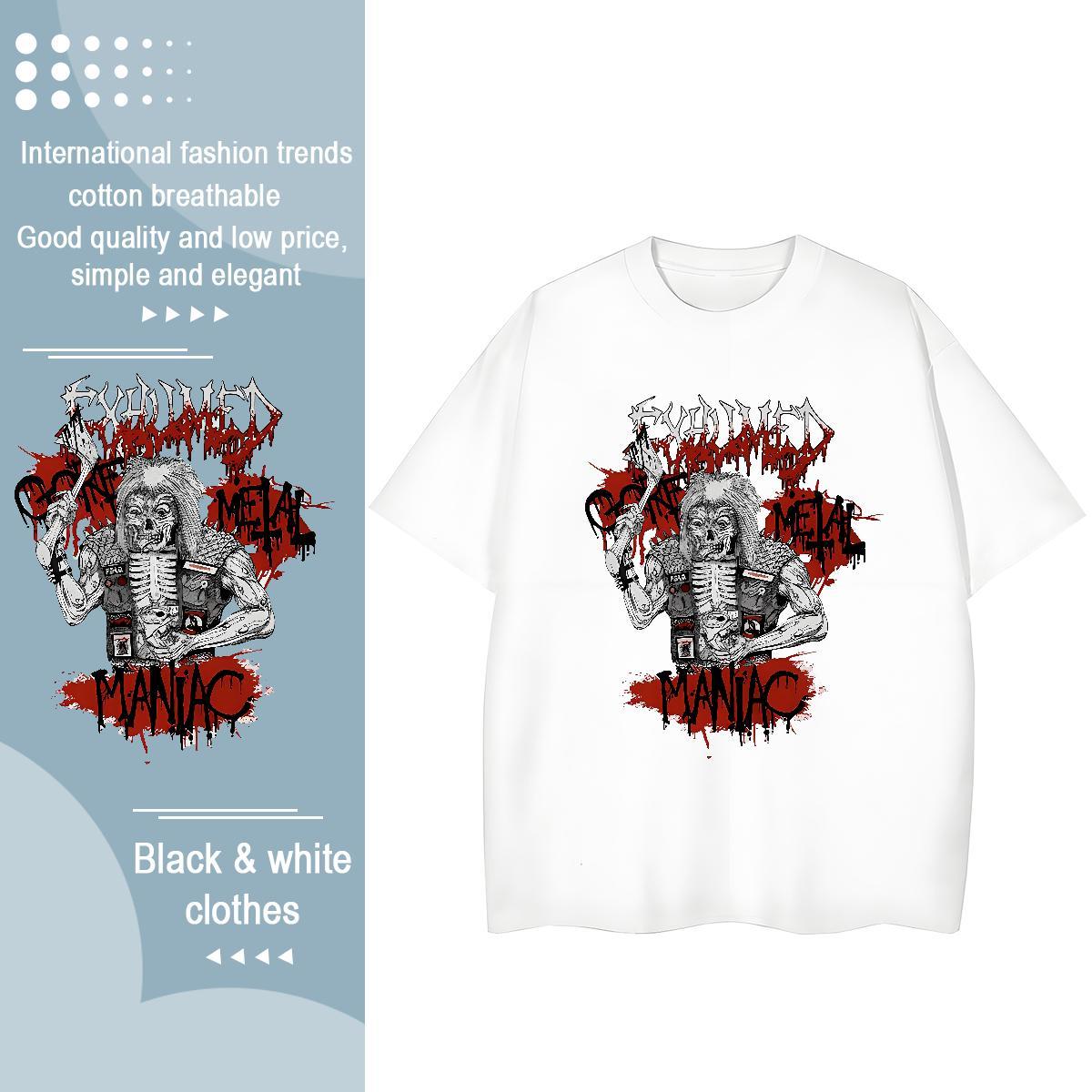 Brand Tshirt for Man Woman 230g Cotton scary Home Outdoor T Shirt For Woman Round Neck Short Sleeve Anime Oversized Tops Tees