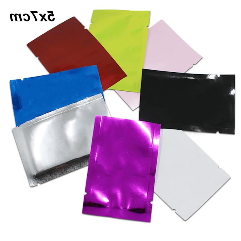 200pcs/Lot 5x7 cm Retail Multi-Color Open Top Mylar Foil Food Grade Smell Proof Packaging Bag Aluminum Foil Heat Sealer Pack Pouch Foil Hnjh