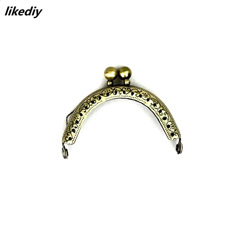 10 pieces/batch 6.5cm antique bronze and silver sized bead head semi-circular metal coin wallet frame kiss buckle DIY bag accessories 240821