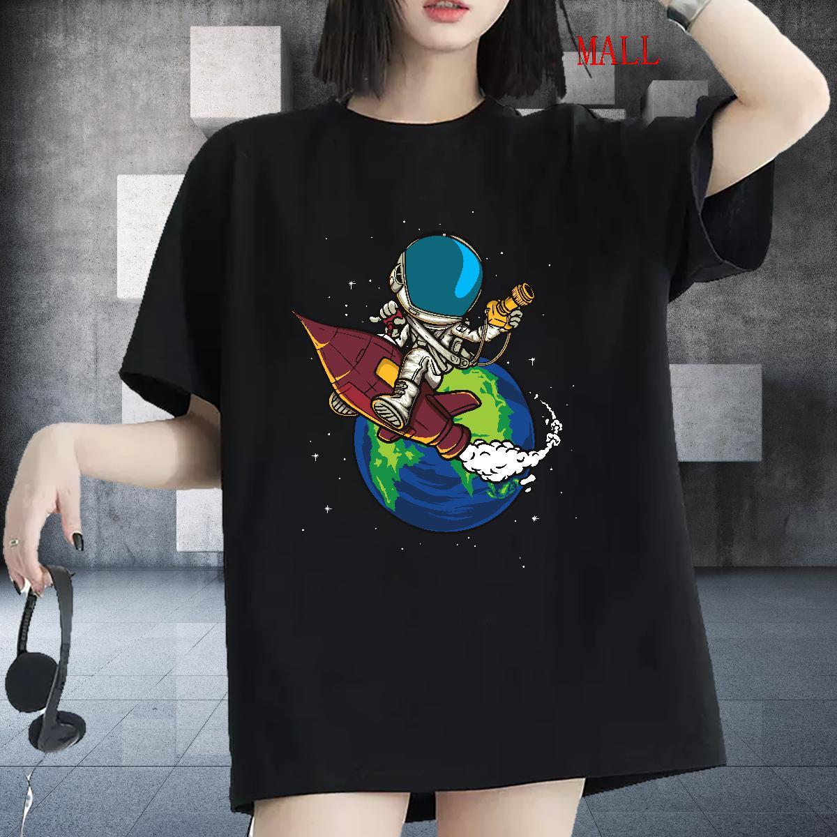 Designer Nice Women Tshirts 230g Cotton cosmonaut Sport Womens T Shirts Breathable Soft Anime Print Tees Shirts
