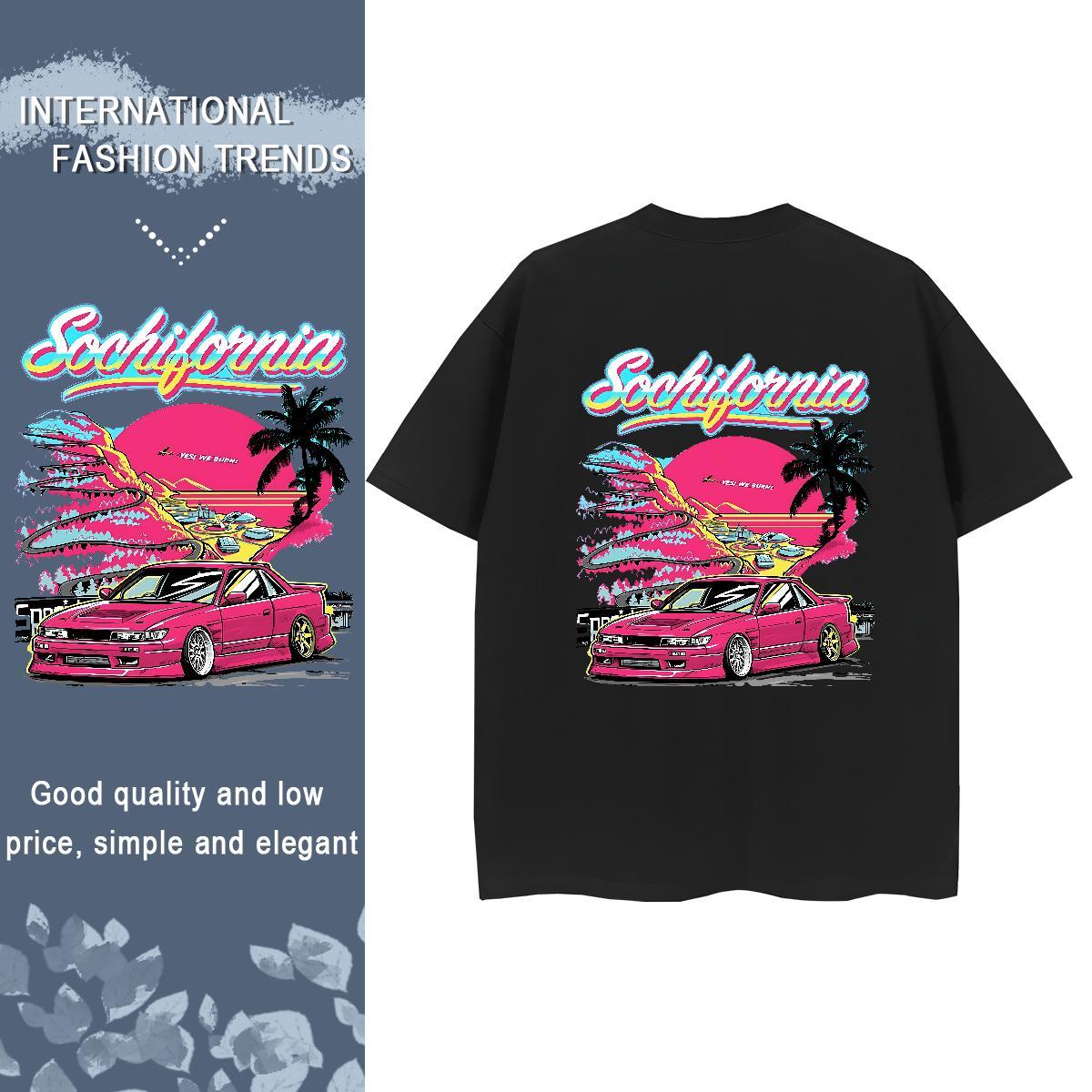 2024 Casual T Shirt For Woman 230g Cotton Breathable Soft Daily Wear car Tshirt for Man Woman Popular Oversized Top Shirts