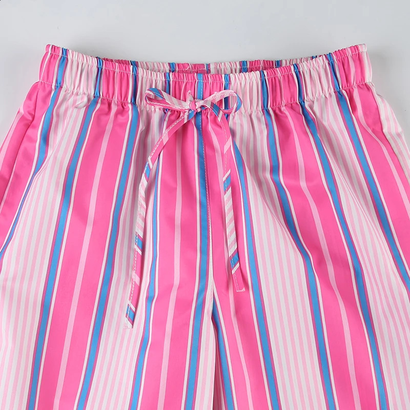 HEYounGIRL Y2K Pink Striped Casual Wide Leg Pants Women Streetwear Fashion Sweet Loose Fit Sweatpants Contrast Color Joggers 240821