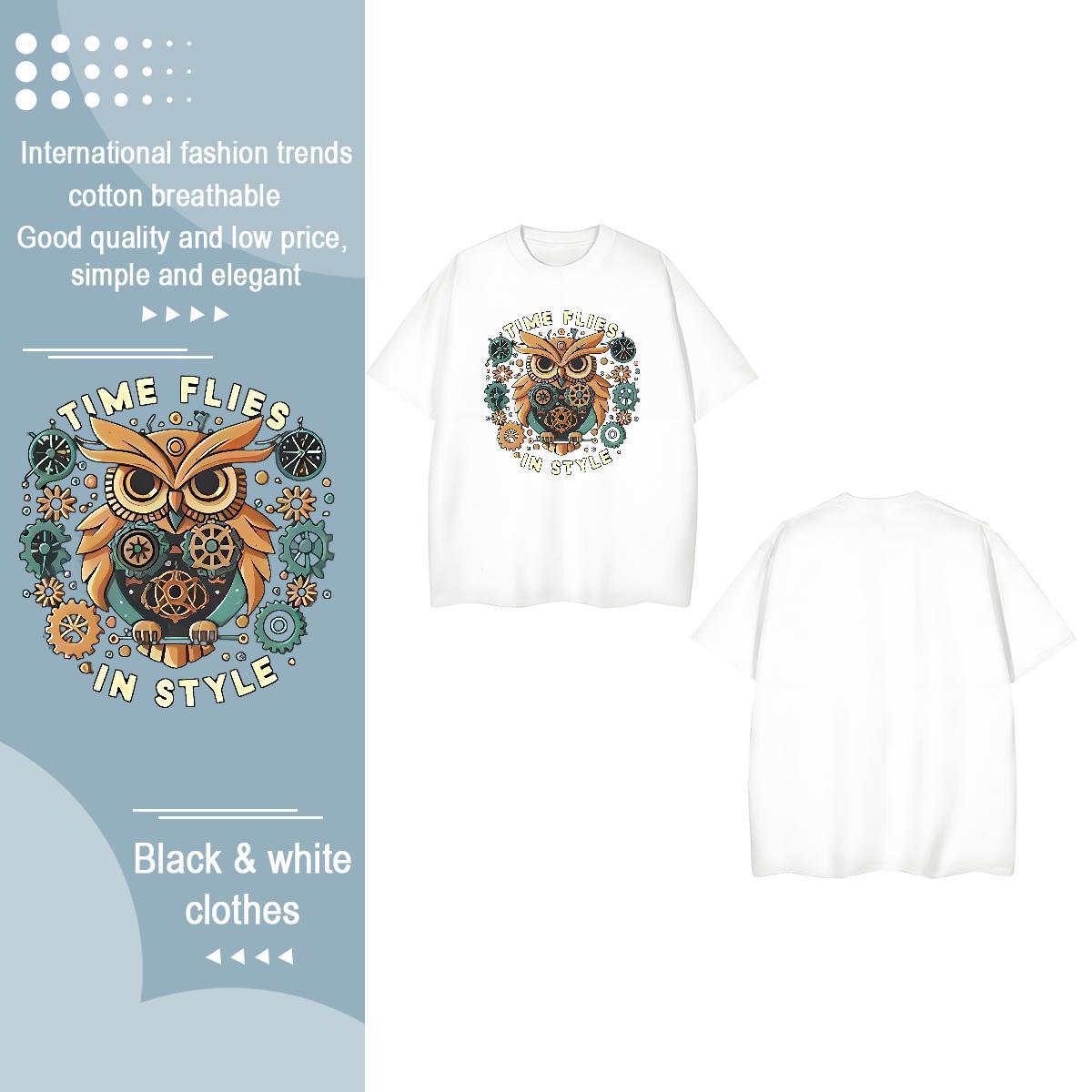 Casual New T-Shirts for Women Breathable Crew Neck 230g Cotton Unisex Tshirts Anime Print eagle Home Outdoor Soft Clothings