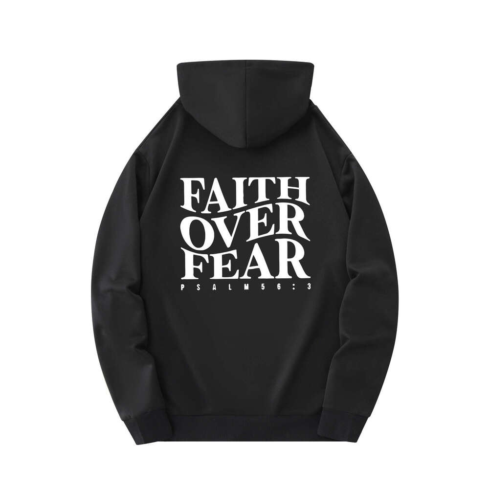 Hoodies For Men Women FAITH OVER FEAR Wavy Letters Print Tops For Leisure Sports Activities Graphic Hoodie Sweatshirt Pullover Casual Long Sleeve