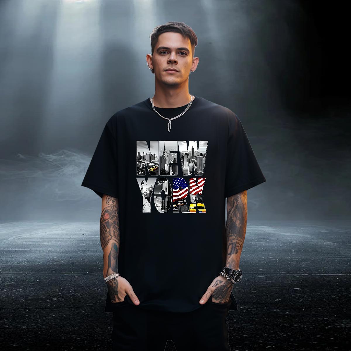 Loose Fit Men Tops Tees Sport 230g Cotton Oversized Breathable Soft New York Men T Shirts Fashion Casual Polos