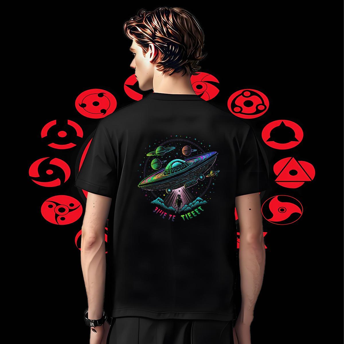 High Quality Mens Tshirts Sports Casual 230g 100% Cotton White Plus Size Breathable Crew Neck UFO Men T Shirts Casual New Tops Tees