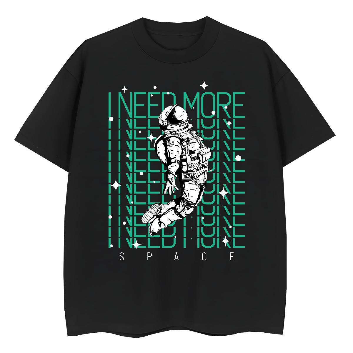 Loose fit Couples T Shirts 230g Pure Cotton spaceman Hip Hop Street Womens T Shirts Crew Neck Breathable White Plus Size Top Tees