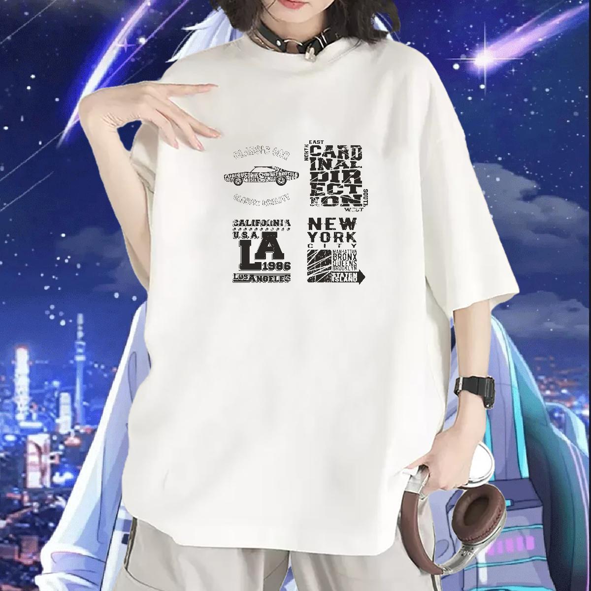 Nice Couples T Shirts 100% Cotton 230g letter Sports Casual T shirt O-Neck Short Sleeve Oversized L-4XL Top Tees