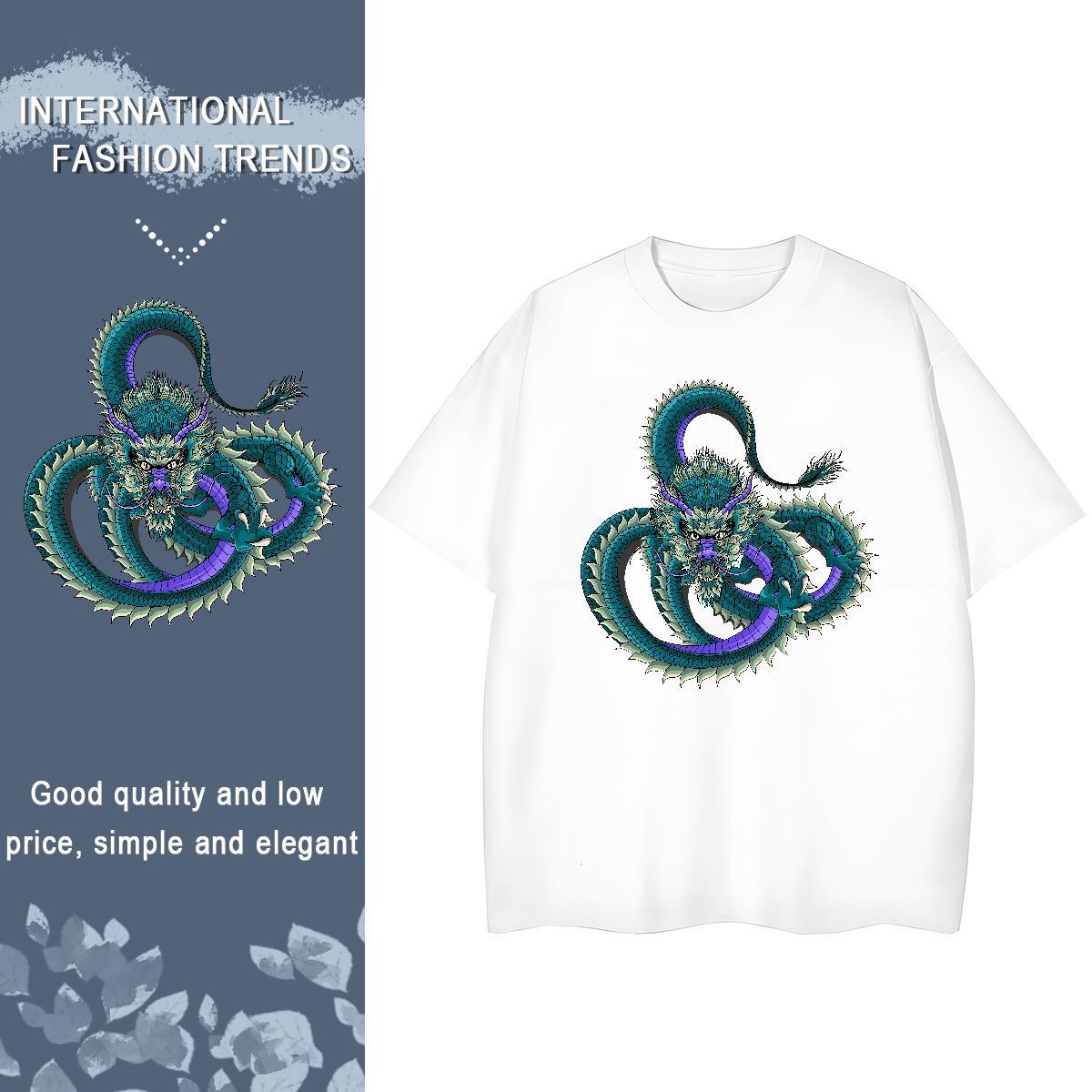 Brand T Shirt For Woman 100% Cotton 230g Round Neck Short Sleeve Spring Summer dragon Lady T shirt Comfortable Black Oversized Top Tees