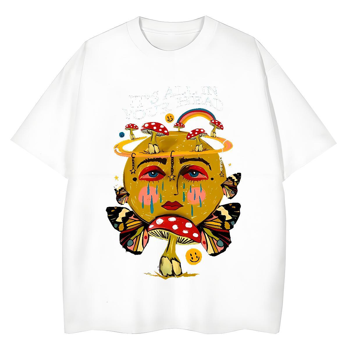 Brand mushroom Men Tshirts 230g Pure Cotton T Shirt For Man Customized Print Sport O Neck Short Sleeves High Quality Top Tees